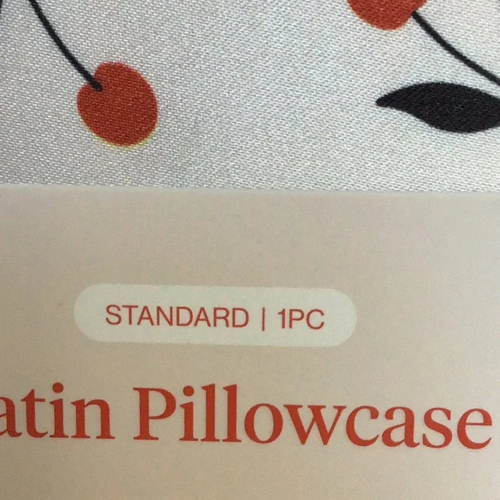 Kitsch Red Cherry‎ White Satin Standard Pillowcase Pillowcase NWT